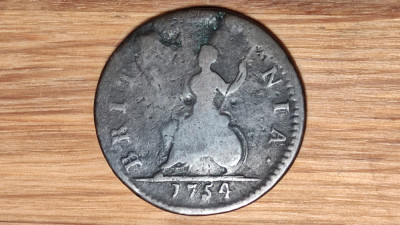 Marea Britanie medievala - moneda de colectie - 1 farthing 1754 - George II foto