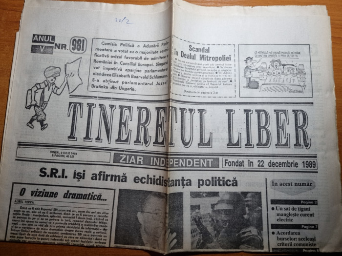 tineretul liber 2 iulie 1993-fotbalistul dorinel munteanu,victor hrebenciuc