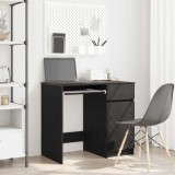 Birou Stejar Negru 86x49x76 cm, Lemn Prelucrat, Sertar si Raft. Birou calculator, gaming