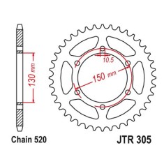 Pinion spate 46 dinti pas lant 520 - Honda NX 650 Dominator (95-00) - Yamaha XJ6 600 N (09-14) - XJ6 600 Diversion (09-16)