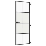 Cumpara ieftin Usa de interior negru 76x201,5 cm sticla securiz./aluminiu slim