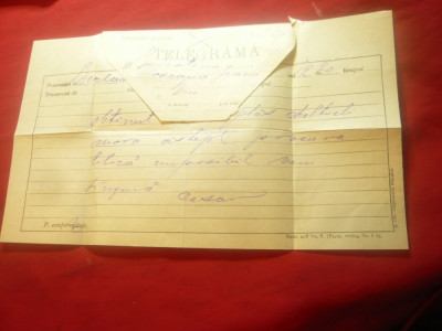 Telegrama-Plic 1920 expediata din Barlad foto