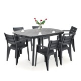 Cumpara ieftin Set mobilier de grădină Eljulie 6+1, grafit