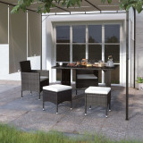 VidaXL Set scaune de grădină și taburet, 4 piese, negru, poliratan