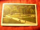 Ilustrata Slanic Moldova - Vedere din Parc , color , 1936 circulat la Cernauti