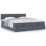 Gossi cadru de pat otoman cu saltele gri inchis 180x200cm catifea