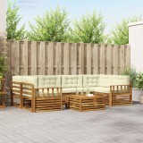 vidaXL Set de canapele de exterior cu pernă 7 pcs Natural și Crem 3373090