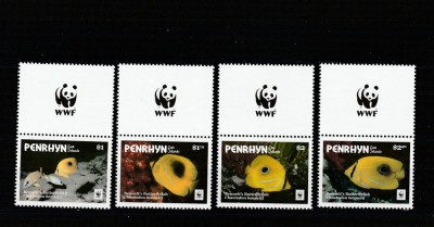 Penrhyn 2017-WWF,Fauna,Pesti,serie 4 valori,cu vignete,dantelate,MNH,Mi.825-828 foto
