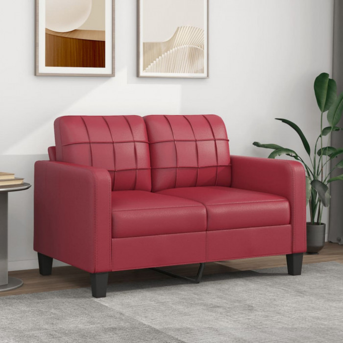 vidaXL Canapea cu 2 locuri, roșu vin, 120 cm, material textil 359115