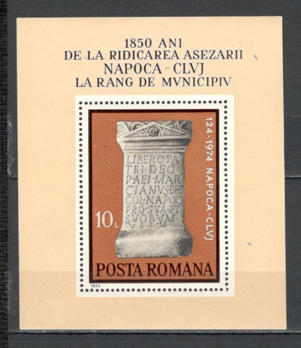 Romania.1974 1850 ani orasul Cluj-Napoca-Bl. TR.393