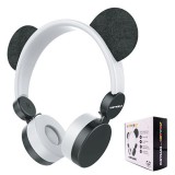 Casti audio Fashion Kids, mufa jack 3.5 mm, banda reglabila, model panda
