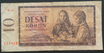 Bancnota 10 KORUN / COROANE - RS CEHOSLOVACIA, anul 1960 *Cod 573 foto