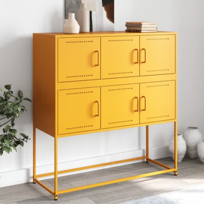 Gossi dulap, galben mustar, 100,5x39x107 cm, otel laminat la rece foto