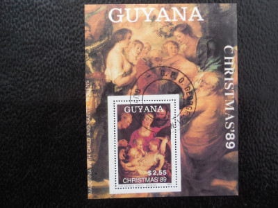 Guyana-Pictura Rubens-bloc stampilat foto