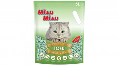 Asternut Natural Din Tofu Pentru Pisici Miau Miau cu Aloe Vera 6 L foto