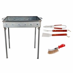 Pachet gratar metalic 60x40cm grosime 3mm cu perie sarma si 3 accesorii gratar