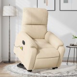 VidaXL Fotoliu de masaj rabatabil electric cu ridicare crem microfibră