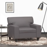 Canapea de o persoană, gri, 60 cm, piele ecologică