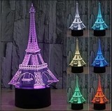 Lampa 3D Turnul Eiffel LED , Design Taiat pe Contur 16x27 cm, Multicolor