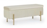 Cumpara ieftin Bancuta otel auriu catifea crem Irina 110x42x42 cm