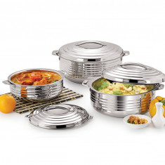 Set 3 Caserole Termice din Inox, 2L+3L+5L,Designer