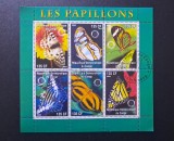 Republica Democratică Congo 2003 Serie Fauna Fluturi Exotici Bloc / Coliță 6v Ștampilat - A90