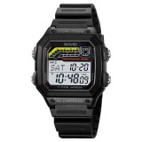Ceas Digital Negru Barbatesc SKMEI 2307 , LED, Bratara Otel, Stil Sport Casual, Waterproof 5 ATM, Square Design