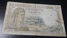 Bancnota 50 francs 1937 din France