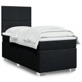 VidaXL Pat box spring cu saltea, negru, 90x190 cm, textil