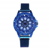 Cumpara ieftin Ceas de dama elegant Geneva CS1014, bratara magnetica, cadran rotativ, model albastru