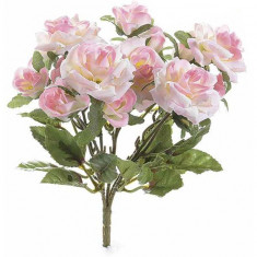 Buchet de flori artificiale trandafiri roz 15 H foto