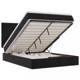 Cumpara ieftin Cadru de pat otoman cu saltele, catifea neagra 140x200cm