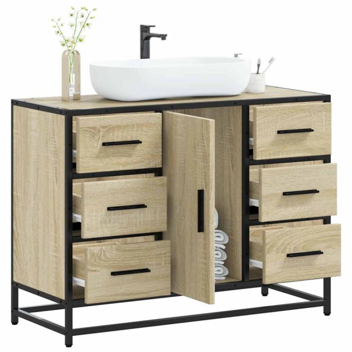 vidaXL Dulap chiuveta de baie, stejar sonoma, 80x33x60cm lemn compozit