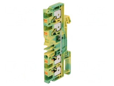 Conector șine 4mm2 4 borne galben-verde TS35 foto