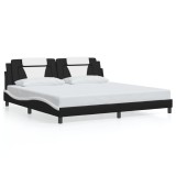 Cumpara ieftin Cadru de pat Viana fara saltea negru si alb 200x200cm piele artificiala