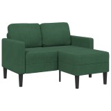 vidaXL Canapea cu 2 locuri cu șezlong &icirc;n formă L verde &icirc;nchis 125cm in