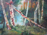 Tablou trunchiuri de copac, Natura, Ulei, Realism