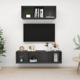 Set de dulapuri TV, 2 piese, gri, lemn prelucrat