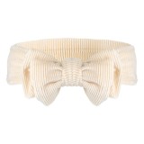 Bentita pentru par cu fundita dubla, catifea ribbed, ecru, copii, CMCLASS