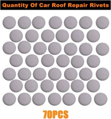 Kit 70 capse, JENUOS&reg;, incluse 70 bucati catarame, 70 cuie colorate, surubelnita, banda de masura, pentru reparatia plafonului auto, instructiuni incl