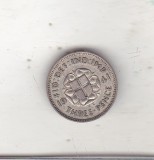 bnk mnd Anglia Marea Britanie 3 pence 1941 argint