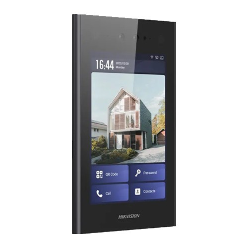 Videointerfon TCP/IP 8 inch touch screen control acces integrat cu detectie faciala card 13.56 MHz - Hikvision DS-KD9403-E6 SafetyGuard Surveillance