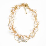 Set 3 coliere aurii cu perle si charmuri