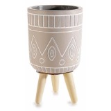 Ghiveci flori ceramica taupe lemn natur &Oslash; 10,5 cm x 18,5 H