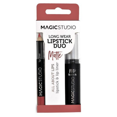 Set Perfect Lips, Ruj de buze mat si creion pentru contur asortat, Nr. 2, Light Brown, Magic Studio foto