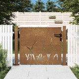 vidaXL Poartă de grădină 100x100 cm, oțel corten, design cu iarbă 153173