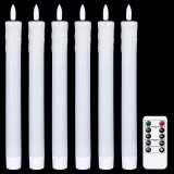 Lum&acirc;nări LED tip bețiv cu funcție de timer, flacără intermitentă, 6 lum&acirc;nări de tip coroană fără picurare, fabricate din 100% stearină, cu aspect de l
