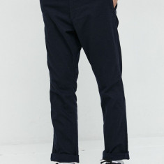 Superdry pantaloni de bumbac barbati, culoarea albastru marin, mulata