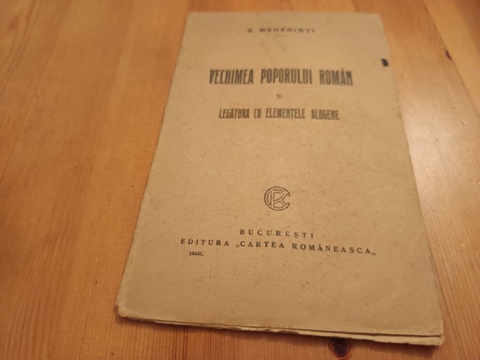 S. MEHEDINȚI, VECHIMEA POPORULUI ROM&Acirc;N SI LEGĂTURA CU ELEMENTE ALOGENE 1925