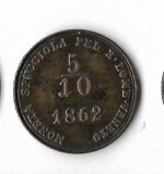 Moneda 5/10 soldo 1862 - Lombardia